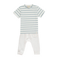 Grey/White Stripe Tee + White Gauze Pants Set