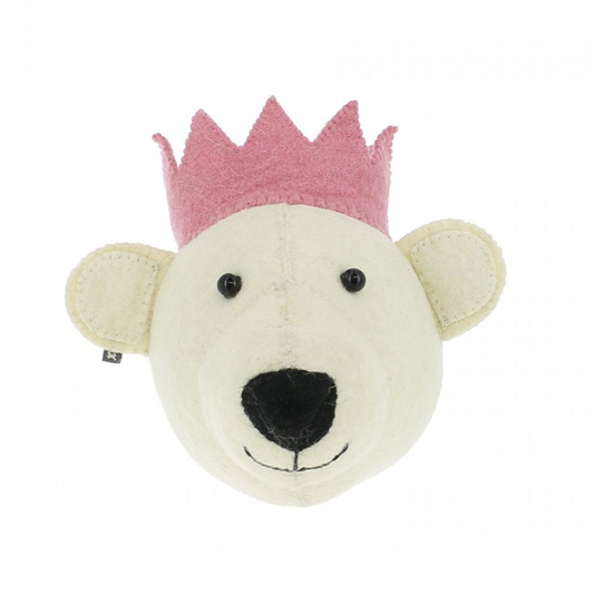 Polar Bear with Pink Crown Wall Decoration